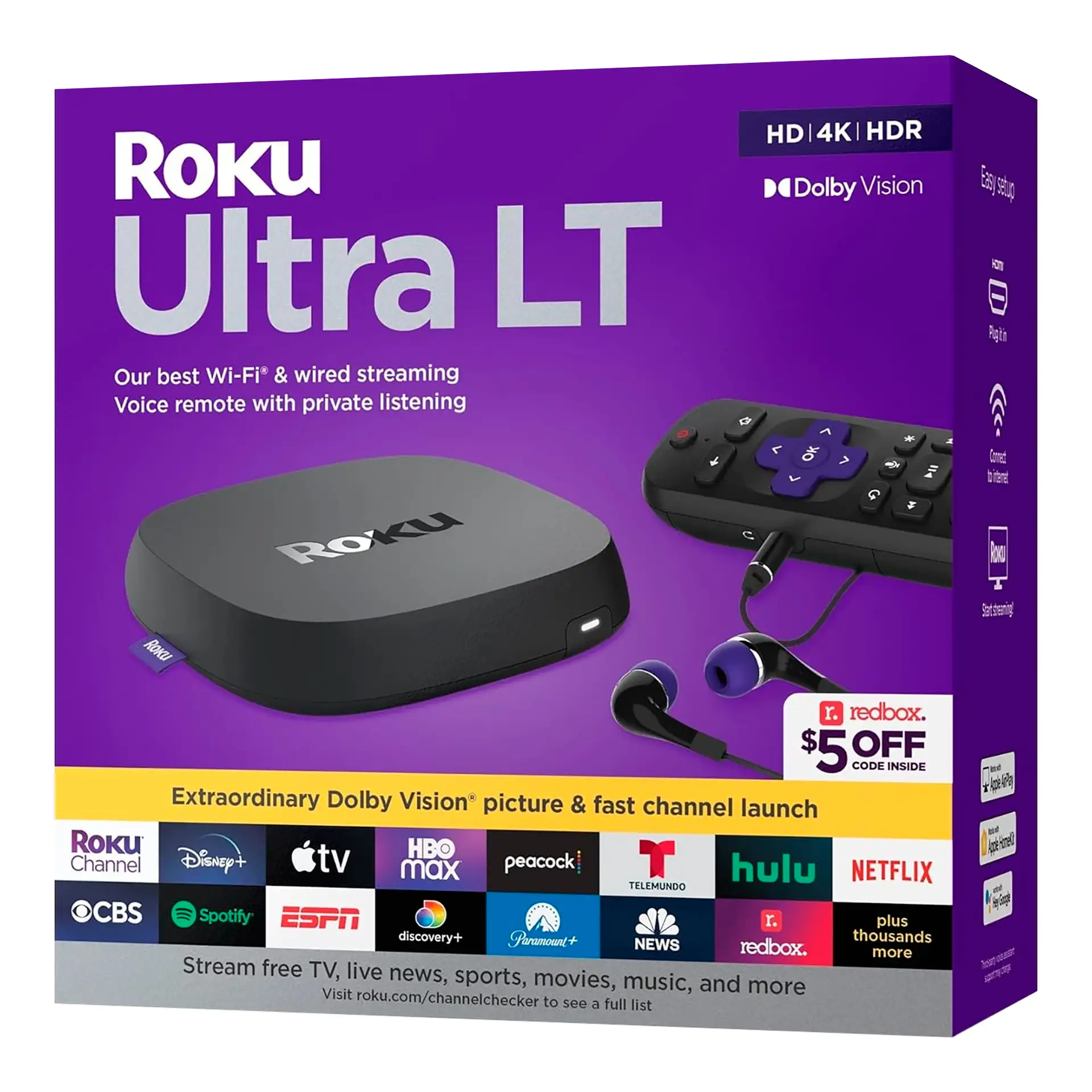 Roku Ultra LT HD 4K HDR Dolby Vision Wifi Control Remoto - Imagen 4