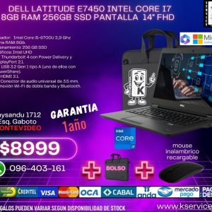 Dell Latitude e7450 intel core i7 8GB RAM 256GB SSD pantalla 14" FHD
