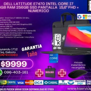Dell latitude E7470 intel core i7 8GB RAM 256GB SSD pantalla  14" FHD +