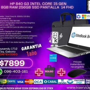 HP 840 G3 intel core i5 8GB RAM 256GB SSD pantalla 14" FHD