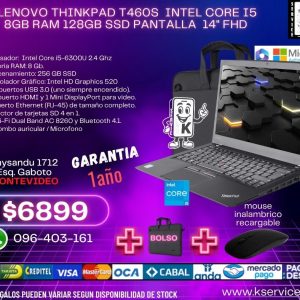 LenovoTHINKPAD t460s  intel core i5 8GB RAM 128GB SSD pantalla  14" FHD