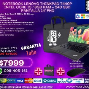 Lenovo THINKPAD t440p  INTEL core i5  8GB ram + 240 SSD  pantalla 14" FHD