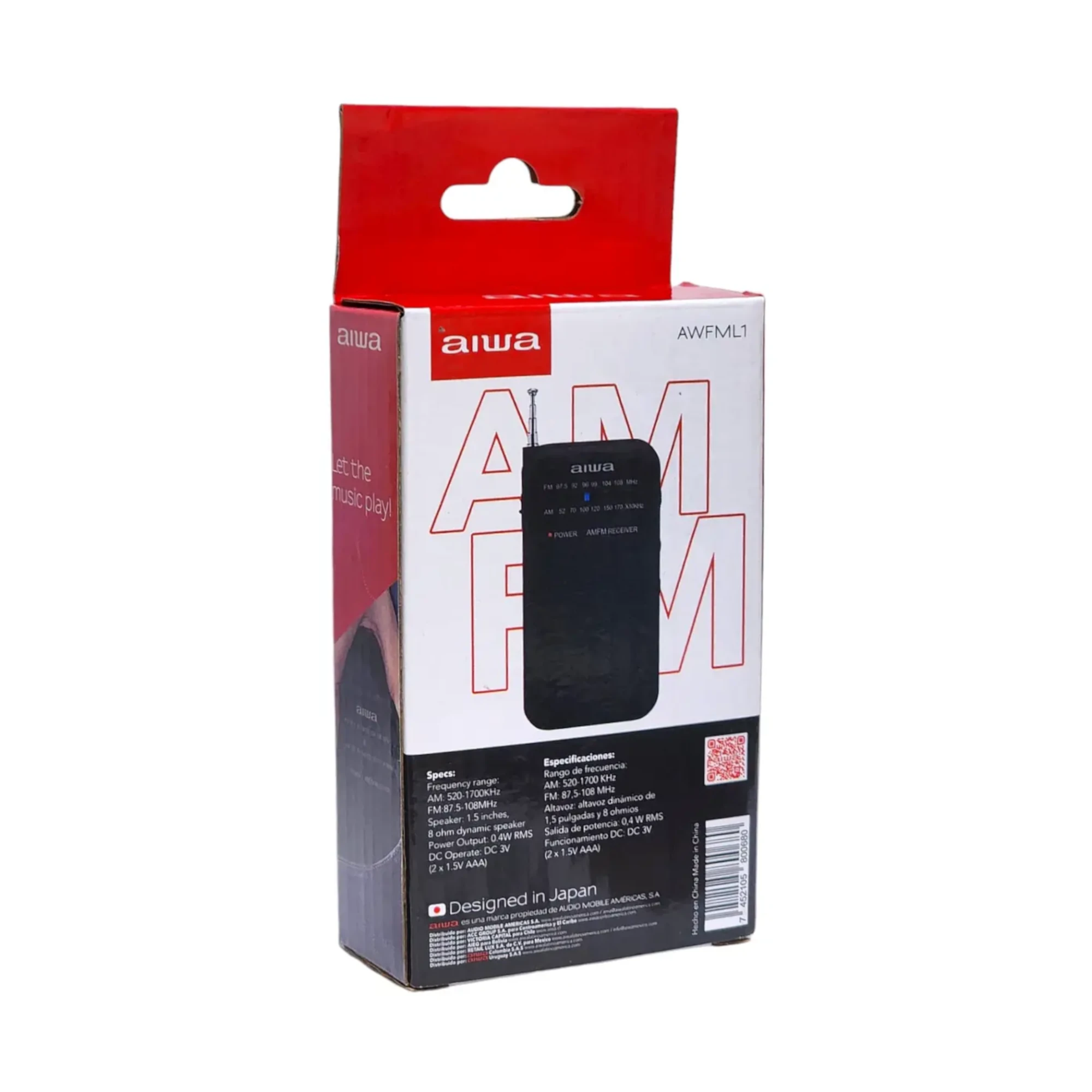 Radio Analógica Am Fm Portátil Aiwa Awfml1 0,4w - Imagen 2