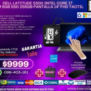 DELL LATITUDE 5300 INTEL CORE i7  RAM 8GB SSD 256GB PANTALLA 14" FHD TACTIL