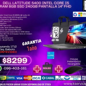 DELL LATITUDE 5400 INTEL CORE i5 RAM 8GB SSD 240GB PANTALLA 14" FHD
