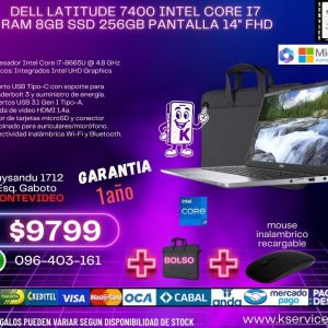 DELL LATITUDE 7400 INTEL CORE i7 RAM 8GB SSD 256GB PANTALLA 14" FHD