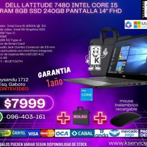Dell Latitude 7480 INTEL CORE I5 RAM 8GB SSD 240GB PANTALLA 14" FHD