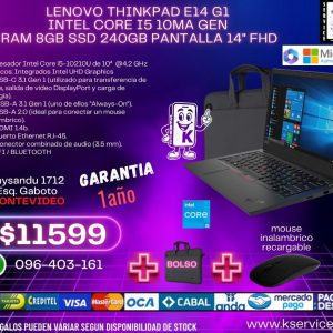 Lenovo THINKPAD e14 G1 INTEL CORE i5 10ma gen RAM 8GB SSD 240GB PANTALLA 14" FHD