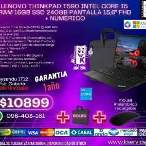 Lenovo THINKPAD T590 INTEL CORE i5 RAM 16GB SSD 240GB PANTALLA 15,6" FHD + NUMERICO