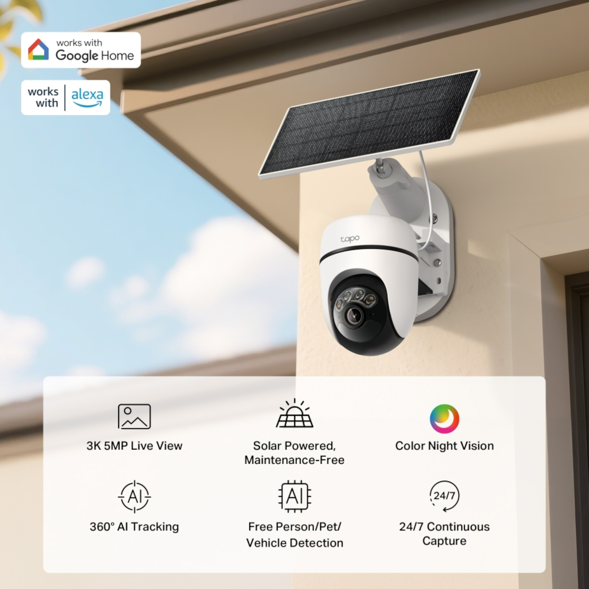 Cámara De Seguridad Tp-Link Tapo C630 Kit Exterior Con Panel Solar 3K 360° - Imagen 2
